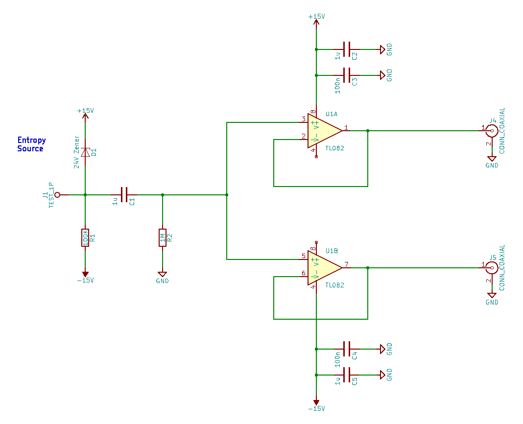 The Zenerglass' 24V entropy source, and twin output buffering.